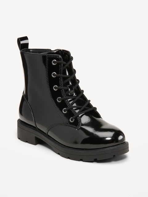BOTTES DE COMBAT LACÉES EN SIMILICUIR POUR FILLE