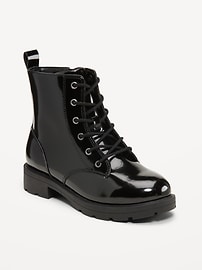 Image number 1 showing, Faux-Leather Lace-Up Combat Boots for Girls