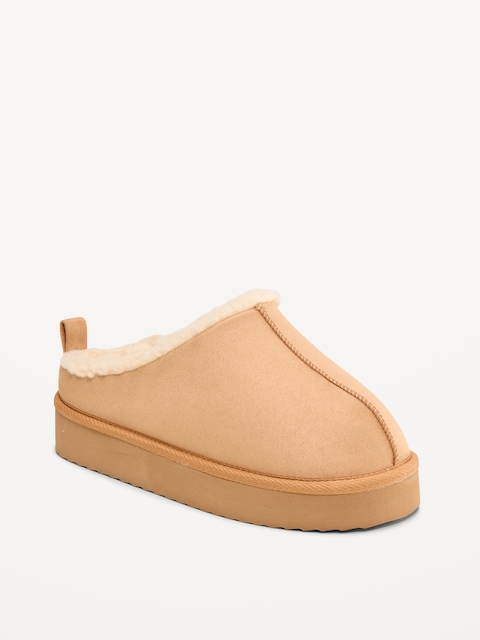 PANTOUFLES MULES PLATEFORMES EN SUÉDINE À DOUBLURE EN SIMILIFOURRURE POUR FILLE