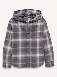 Image number 1 showing, Long-Sleeve Plaid Flannel Hooded Shirt for Boys