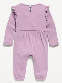 Image number 2 showing, Long-Sleeve Ribbed Ruffle-Trim Jumpsuit for Baby