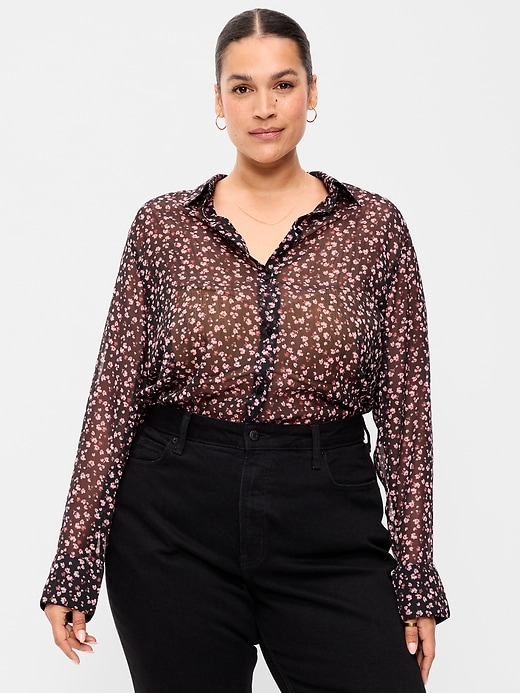 Image number 7 showing, Airy Long-Sleeve Button-Down Top