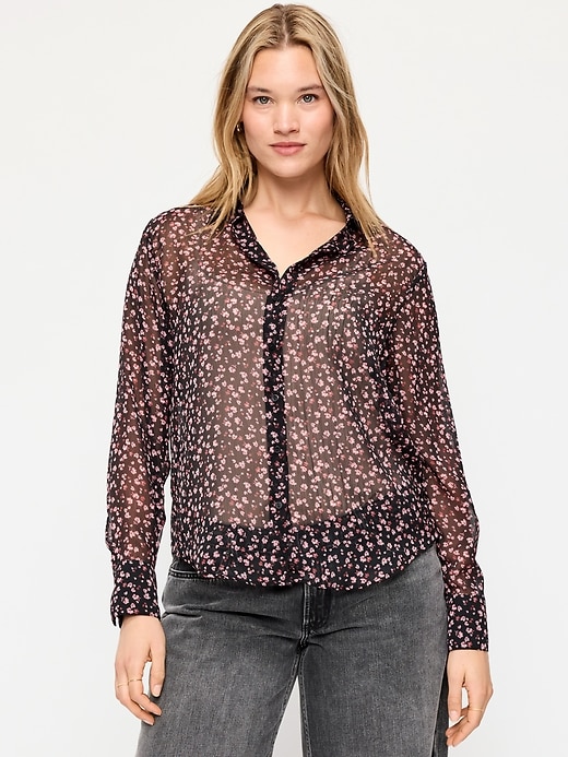 Image number 5 showing, Airy Long-Sleeve Button-Down Top