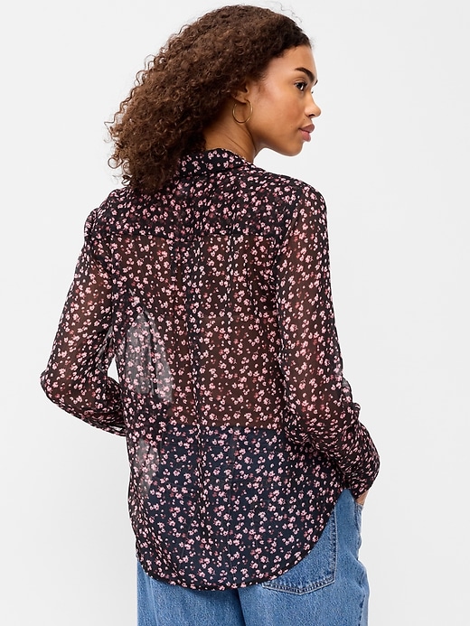Image number 2 showing, Airy Long-Sleeve Button-Down Top