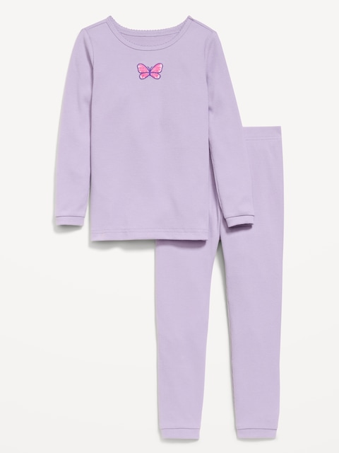 Snug-Fit Graphic Pajama Set for Girls