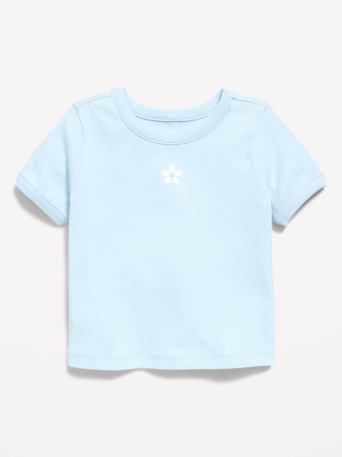 T-SHIRT À IMPRIMÉ À MANCHES COURTES À BORDS CONTRASTANTS POUR TOUTE-PETITE