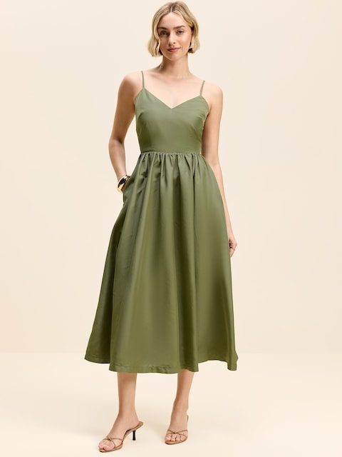 The Occasion by Old Navy Fit & Flare Sleeveless Taffeta Midi Dress