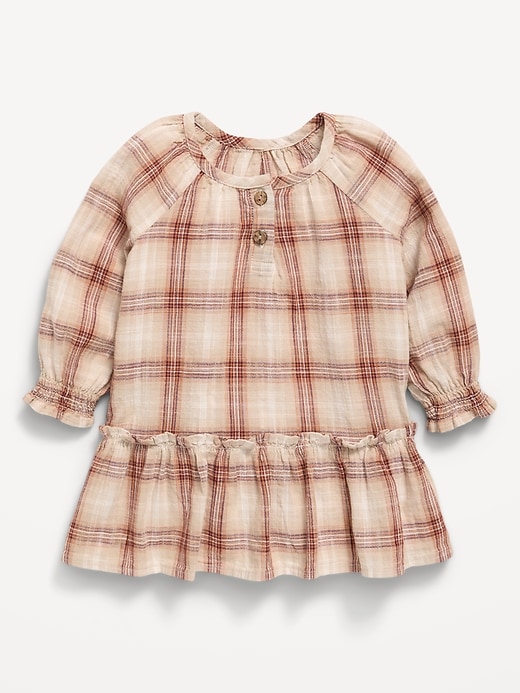 Image number 1 showing, Long-Sleeve Plaid Ruffled Swing Dress for Baby