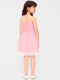 Image number 2 showing, Sleeveless Fit and Flare Striped Lace-Trim Dress for Girls