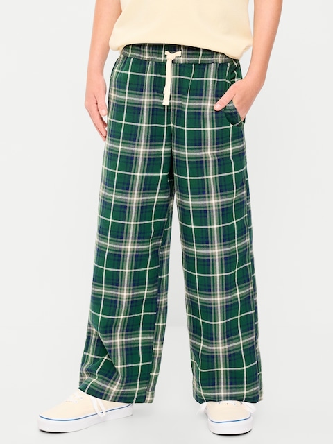 Pull-On Baggy Plaid Flannel Pants for Boys