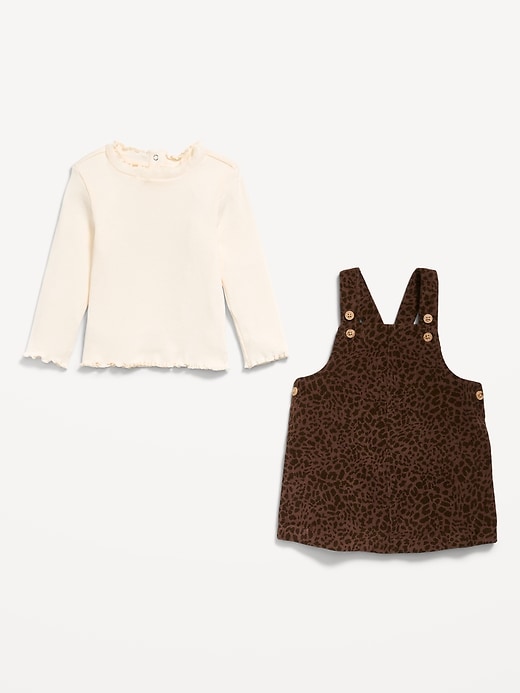 L'image numéro 2 présente Ensemble robe en velours côtelé sans manches et haut à manches longues pour bébé