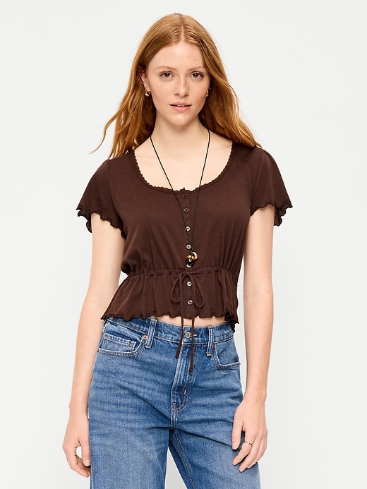 Image number 3 showing, Lace-Trim Button-Down Top