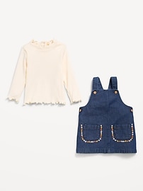Image number 2 showing, Sleeveless Denim Dress and Long-Sleeve Top Set for Baby