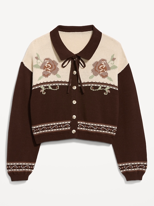 Image number 2 showing, Seaside Cotton Tie-Front Collared Cardigan