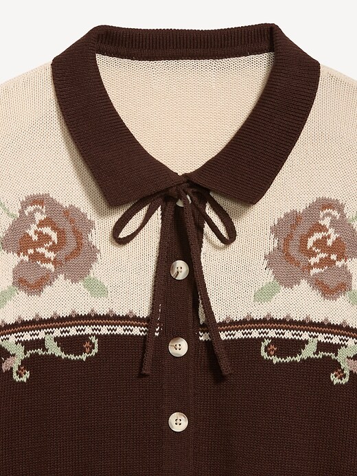 Image number 3 showing, Seaside Cotton Tie-Front Collared Cardigan