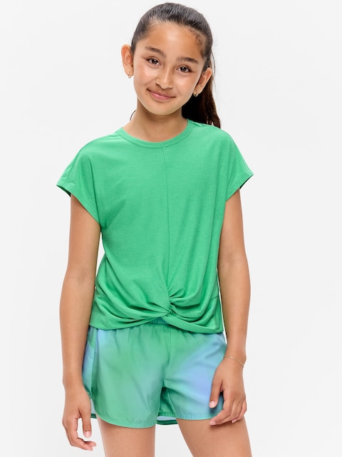 CloudMotion Short-Sleeve Front-Knot T-Shirt for Girls