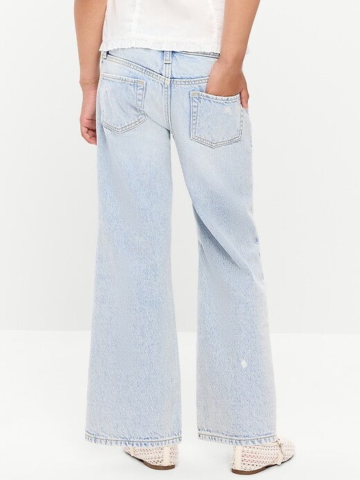 L'image numéro 2 présente Jean coupe généreuse jambe large à taille haute et ourlet effiloché pour fille