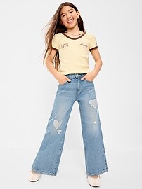 Image number 3 showing, High-Waisted Baggy Wide-Leg Jeans for Girls