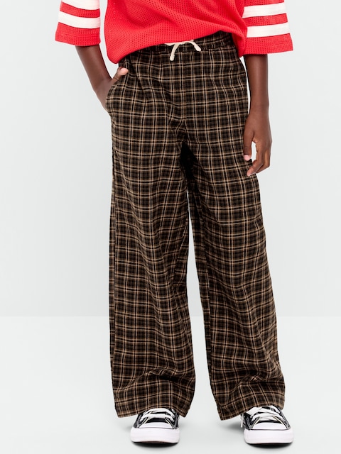 Pull-On Baggy Plaid Flannel Pants for Boys