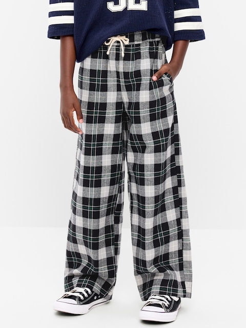 Pull-On Baggy Plaid Flannel Pants for Boys