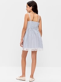 Image number 2 showing, Sleeveless Fit and Flare Striped Lace-Trim Dress for Girls