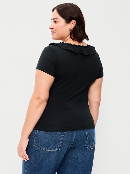 Image number 8 showing, Lettuce-Edge Scoop-Neck Top