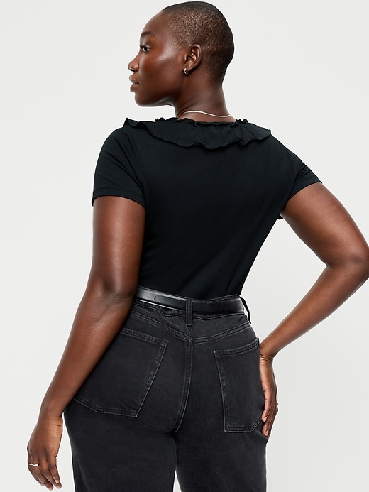 Image number 6 showing, Lettuce-Edge Scoop-Neck Top