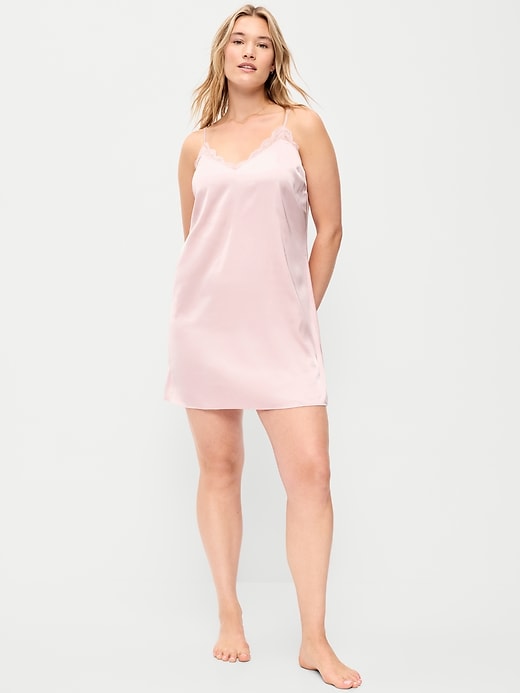 Image number 5 showing, Satin Lace-Trim Sleep Dress