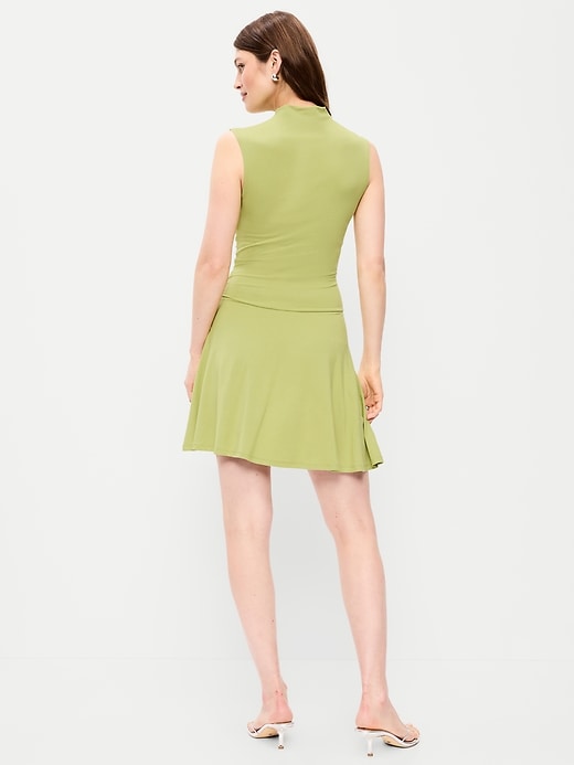 Image number 2 showing, Gathered Mock-Neck Drop-Waist Mini Dress