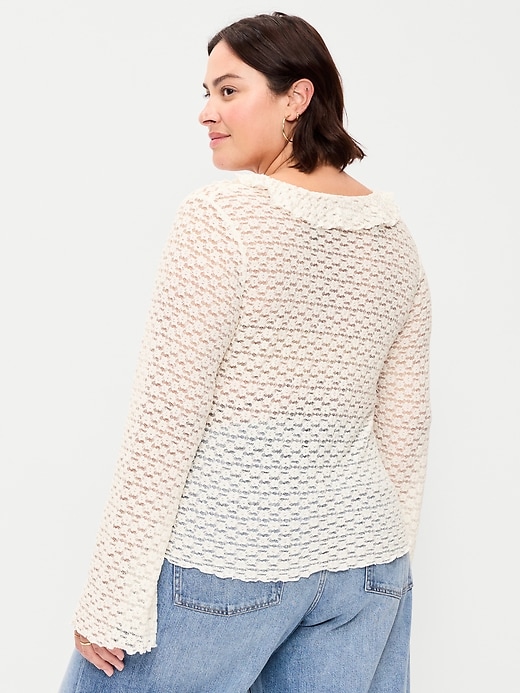 Image number 7 showing, Fitted Bell-Sleeve Ruffle Top