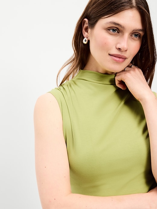 Image number 3 showing, Gathered Mock-Neck Drop-Waist Mini Dress
