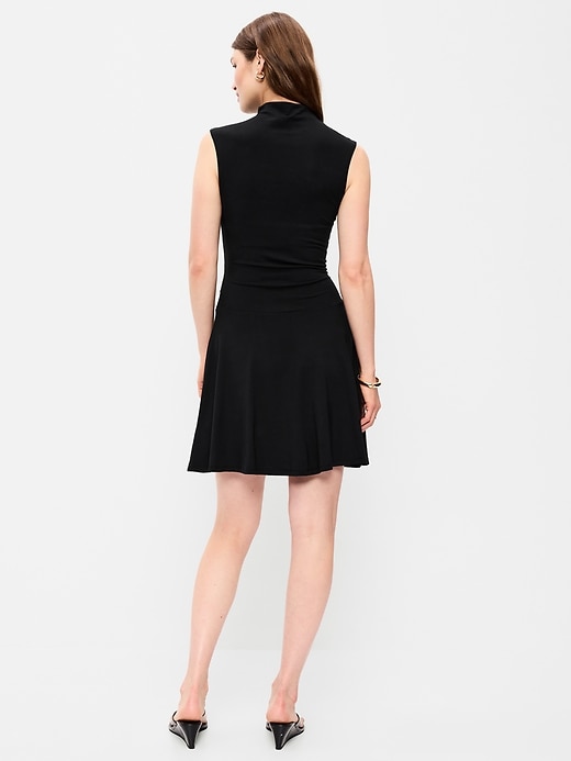 Image number 2 showing, Gathered Mock-Neck Drop-Waist Mini Dress