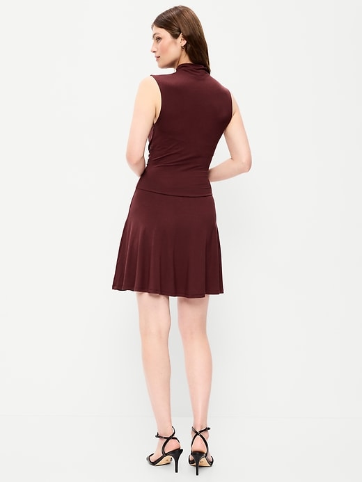 Image number 2 showing, Gathered Mock-Neck Drop-Waist Mini Dress