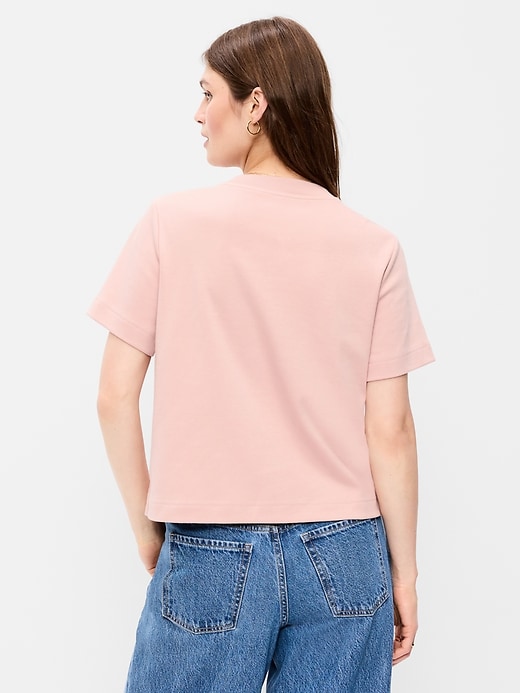 L'image numéro 2 présente T-shirt ras du cou court en tissu épais