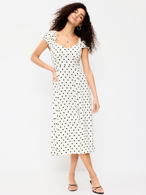 Short-Sleeve Fit & Flare Midi Dress