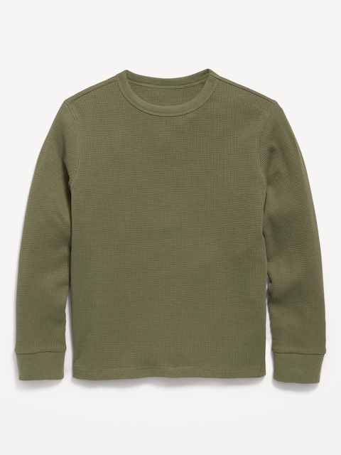 Long-Sleeve Waffle-Knit T-Shirt for Boys
