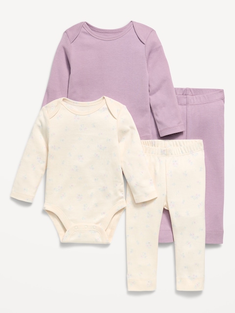 Long-Sleeve Bodysuit and Leggings 4-Piece for Baby