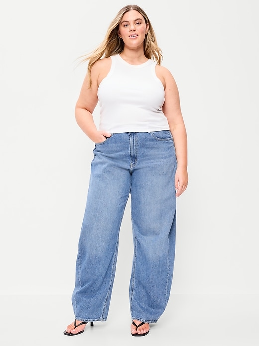 Image number 7 showing, High-Waisted Rounded Wide-Leg Barrel Jeans