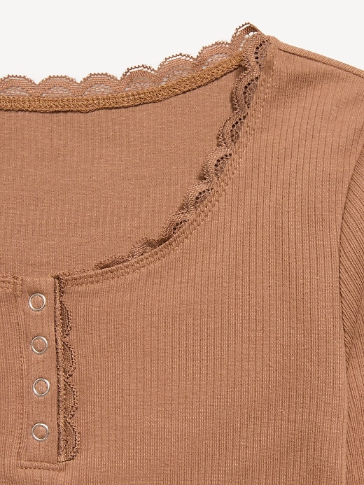 Image number 2 showing, Long-Sleeve Ribbed Henley T-Shirt for Girls