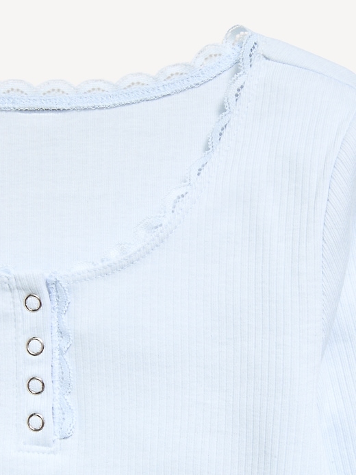 Image number 2 showing, Long-Sleeve Ribbed Henley T-Shirt for Girls