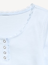 Image number 2 showing, Long-Sleeve Ribbed Henley T-Shirt for Girls