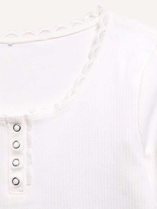 Image number 2 showing, Long-Sleeve Ribbed Henley T-Shirt for Girls