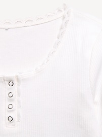 Image number 2 showing, Long-Sleeve Ribbed Henley T-Shirt for Girls