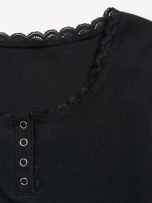 Image number 2 showing, Long-Sleeve Ribbed Henley T-Shirt for Girls