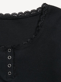 Image number 2 showing, Long-Sleeve Ribbed Henley T-Shirt for Girls