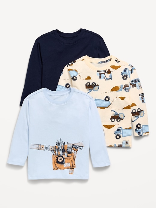 Image number 1 showing, Long-Sleeve T-Shirt 3-Pack for Toddler Boys