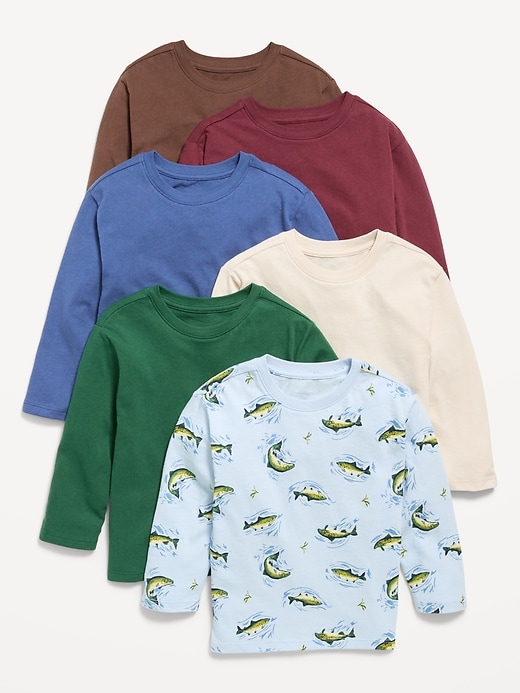 Image number 1 showing, Long-Sleeve T-Shirt 6-Pack for Toddler Boys