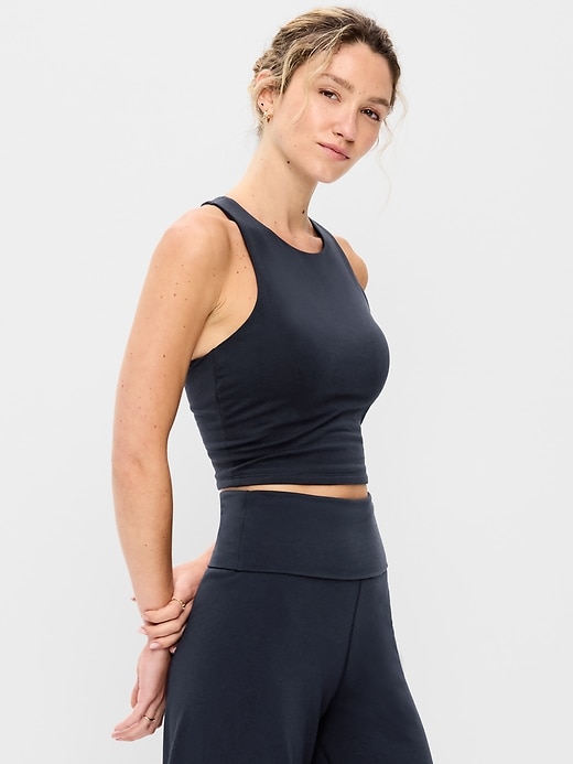 Image number 1 showing, Medium Support PowerSoft High-Neck Racerback Sports Bra