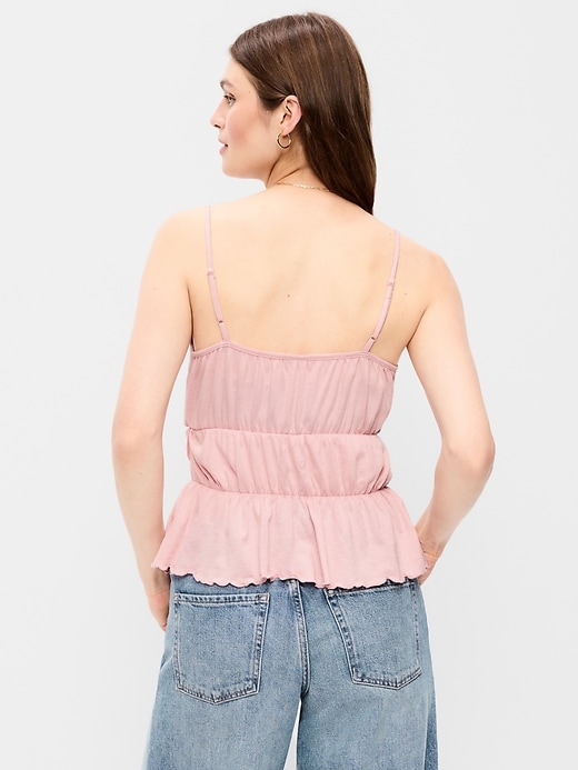 Image number 2 showing, Lace-Trim Smocked-Waist Tank Top