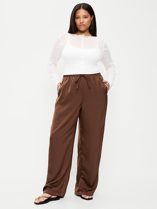 Image number 8 showing, High-Waisted Satin Track Pants